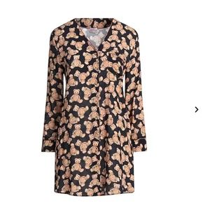 Pepita Womens Sleepwear Black with Bears Print Button Down Top Sz. M